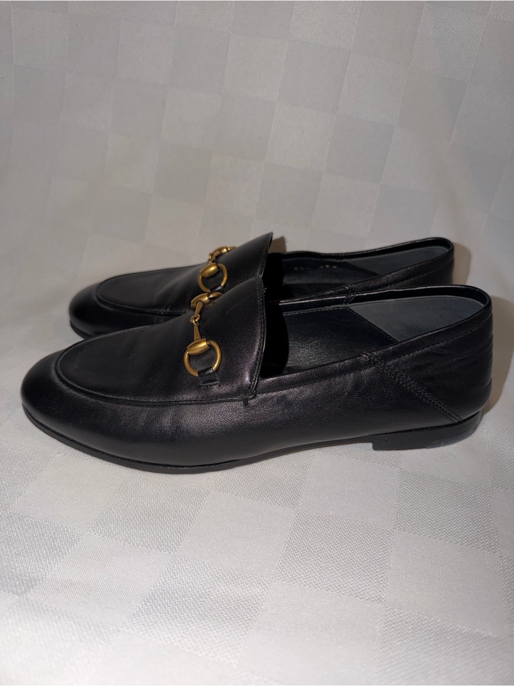 Sz 36.5 6.5 Gucci Brixton Black Leather Horsebit Loafers